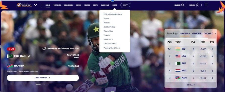 ICC Ticket Website