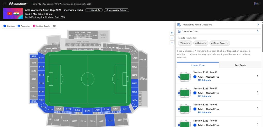 Choose your seats For VIE v IND AFC Women's Asian Cup 2026