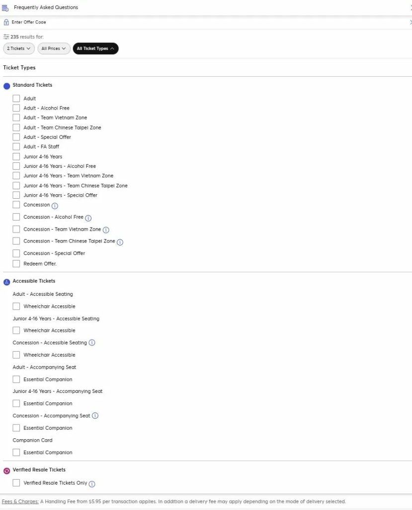 Ticket Types Available For AFC Women's Asian Cup 2026