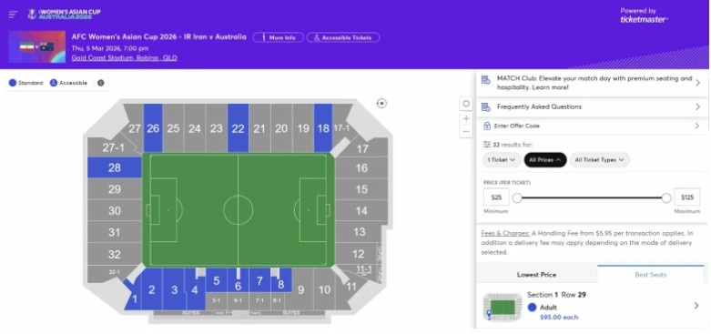 Tickets for IR Iran vs Australia