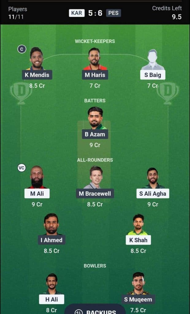 Dream 11 Team for KAR vs PES