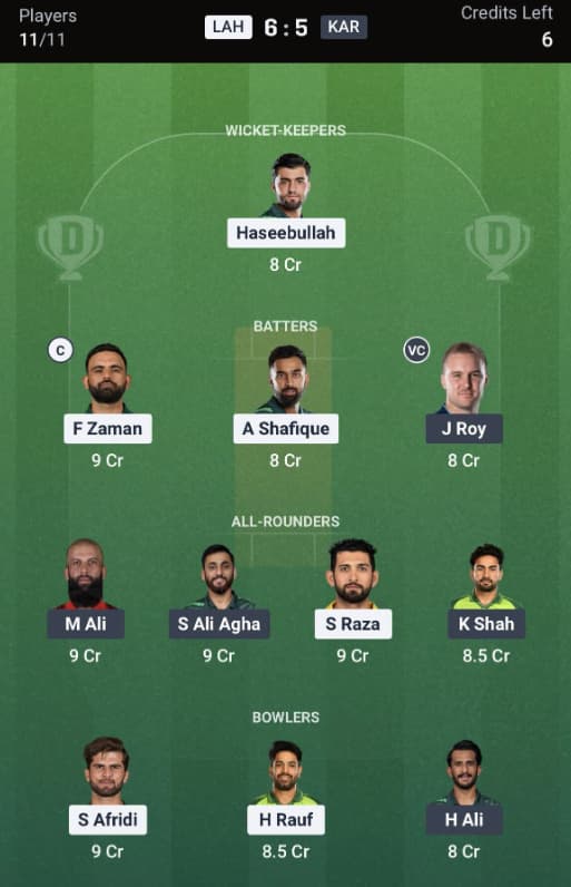 Dream11 Team for LHQ vs KRK