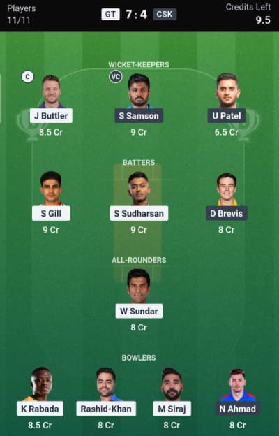 Dream11 Team for GT vs CSK