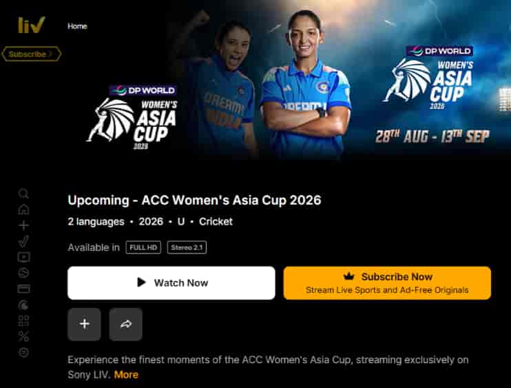 Women's Asia Cup 2026 Live Streaming